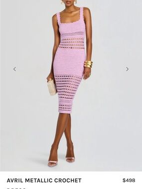 Retrofete Lavender Crochet Metallic Midi Dress